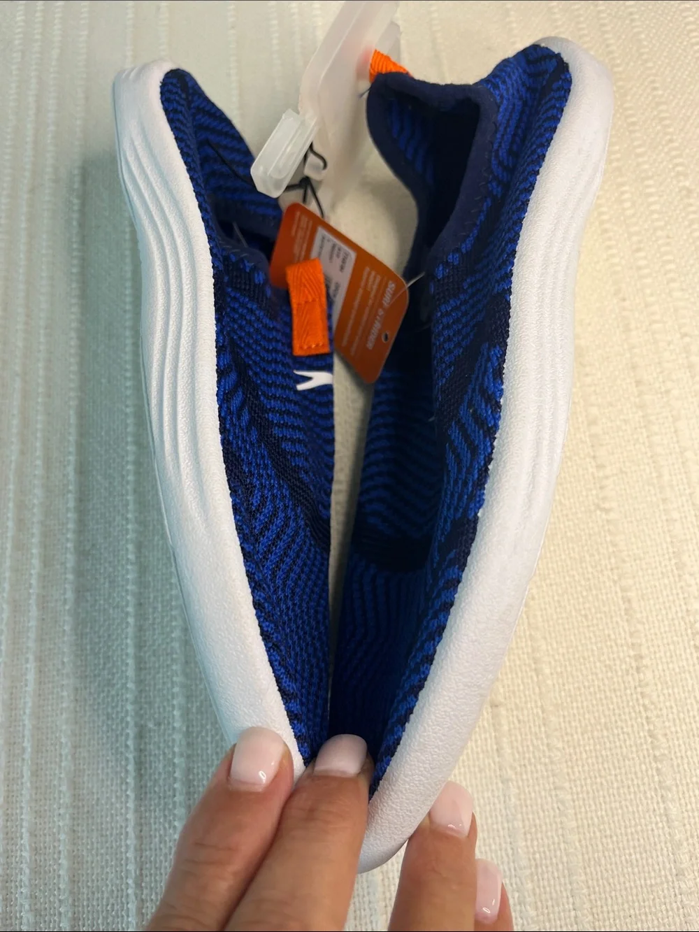 Speedo BOYS Lg size 4-5 Slip-On Surf Strider Water Shoes cobalt blue/orange, NWT